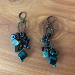 Metal with turquoise accent earrings